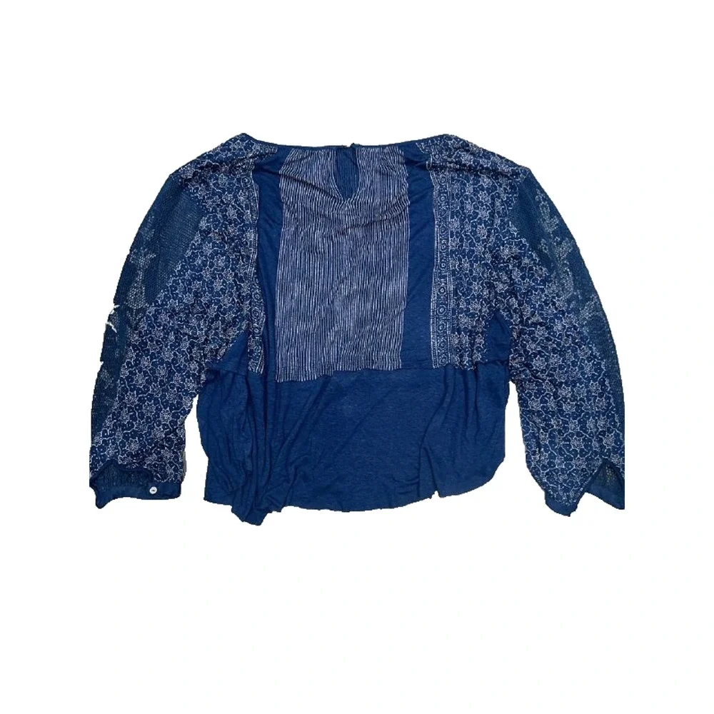 Free People Tunic Womens S/P Indigo Y2K Dreams Oversized Floral Bohemian A004915 - Picture 9 of 9